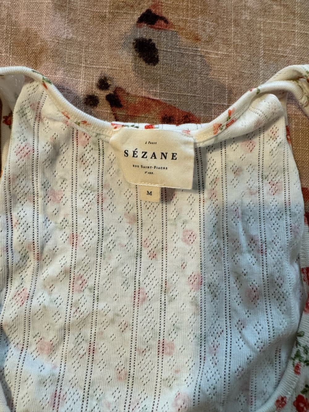 Sezane Juan Top Pointelle Mady Print - Size M - Picture 3 of 3